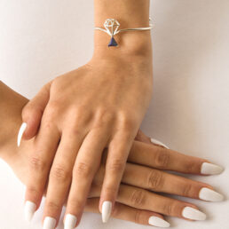 silver cuff with lapis lazuli for protection