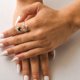 silver ring with lapis lazuli for protection
